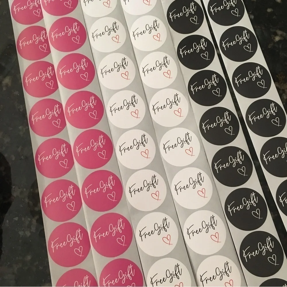 60 Count - Variety Starter Pack “Free Gift” Stickers, Pink, White, Black, 1.5 in
